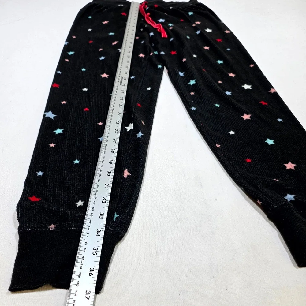 P.J. Salvage Pajama Set Women Sm Black Star Print Waffle Knit Loungewear Jogger